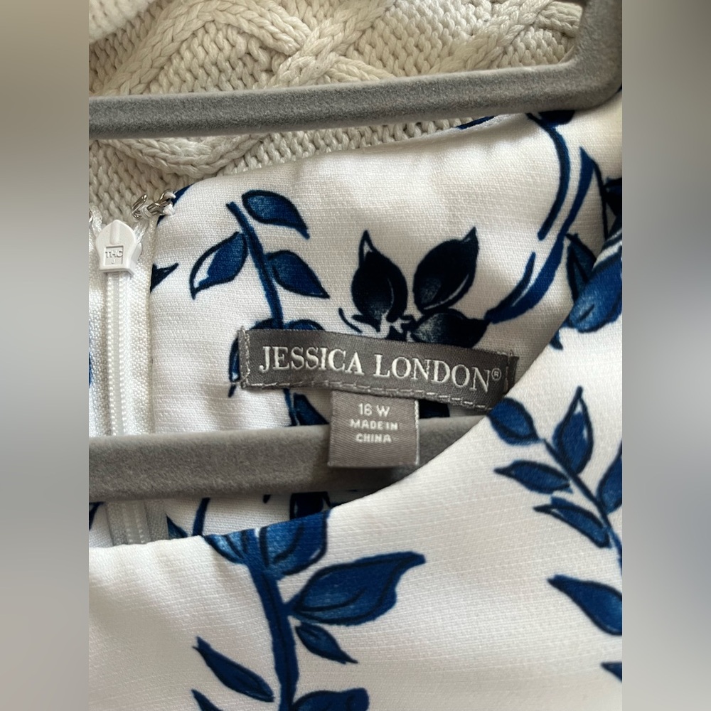 Jessica London Floral Sleeveless Dress - White and Blue Women’s Size 16W - Picture 2 of 16